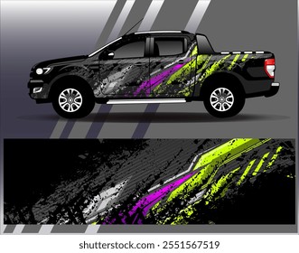 Vector de diseño de envoltura de coche. Diseños abstractos gráficos del fondo de las carreras de la raya para el vehículo, el rally, la carrera, la aventura y la librea de las carreras de coches