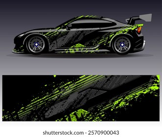 Car wrap design vector. Graphic abstract stripe racing background designs for vehicle, rally, race, adventure and car racing livery	