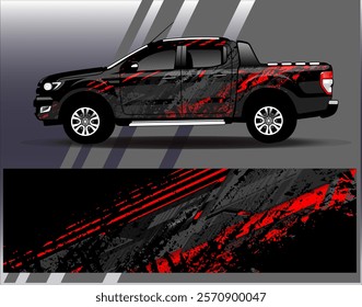 Car wrap design vector. Graphic abstract stripe racing background designs for vehicle, rally, race, adventure and car racing livery	