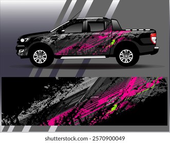 Car wrap design vector. Graphic abstract stripe racing background designs for vehicle, rally, race, adventure and car racing livery	