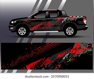 Car wrap design vector. Graphic abstract stripe racing background designs for vehicle, rally, race, adventure and car racing livery	