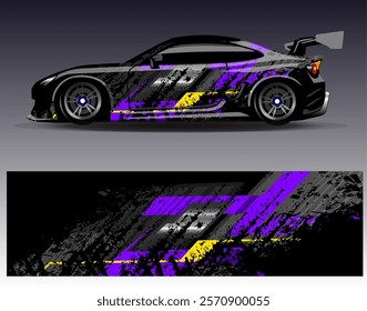 Car wrap design vector. Graphic abstract stripe racing background designs for vehicle, rally, race, adventure and car racing livery	
