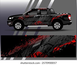 Car wrap design vector. Graphic abstract stripe racing background designs for vehicle, rally, race, adventure and car racing livery	