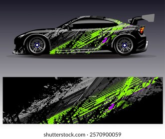 Car wrap design vector. Graphic abstract stripe racing background designs for vehicle, rally, race, adventure and car racing livery	