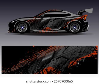 Car wrap design vector. Graphic abstract stripe racing background designs for vehicle, rally, race, adventure and car racing livery	