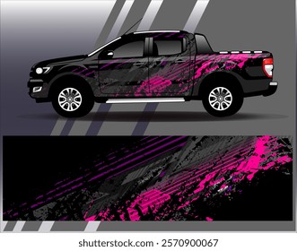 Car wrap design vector. Graphic abstract stripe racing background designs for vehicle, rally, race, adventure and car racing livery	