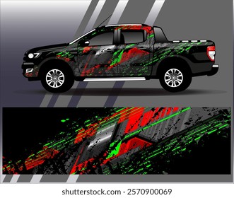 Car wrap design vector. Graphic abstract stripe racing background designs for vehicle, rally, race, adventure and car racing livery	