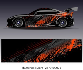 Car wrap design vector. Graphic abstract stripe racing background designs for vehicle, rally, race, adventure and car racing livery	
