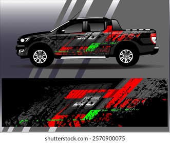 Car wrap design vector. Graphic abstract stripe racing background designs for vehicle, rally, race, adventure and car racing livery	