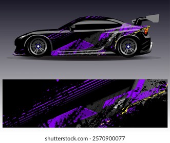 Car wrap design vector. Graphic abstract stripe racing background designs for vehicle, rally, race, adventure and car racing livery	