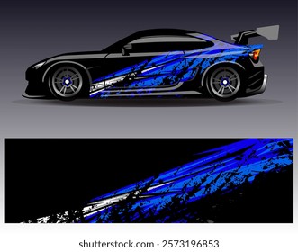 Car wrap design vector. Graphic abstract stripe racing background designs for vehicle, rally, race, adventure and car racing livery	