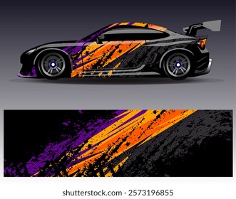 Car wrap design vector. Graphic abstract stripe racing background designs for vehicle, rally, race, adventure and car racing livery	