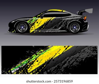 Car wrap design vector. Graphic abstract stripe racing background designs for vehicle, rally, race, adventure and car racing livery	