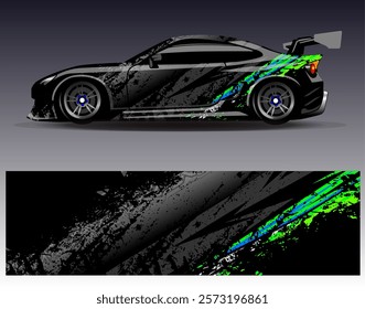 Car wrap design vector. Graphic abstract stripe racing background designs for vehicle, rally, race, adventure and car racing livery	