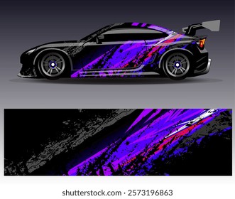 Car wrap design vector. Graphic abstract stripe racing background designs for vehicle, rally, race, adventure and car racing livery	