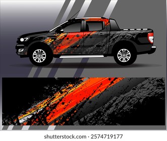 Car wrap design vector. Graphic abstract stripe racing background designs for vehicle, rally, race, adventure and car racing livery	