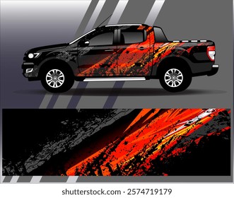 Car wrap design vector. Graphic abstract stripe racing background designs for vehicle, rally, race, adventure and car racing livery	