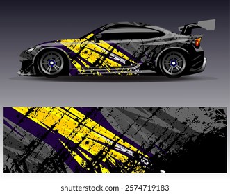 Car wrap design vector. Graphic abstract stripe racing background designs for vehicle, rally, race, adventure and car racing livery	