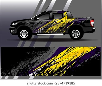 Car wrap design vector. Graphic abstract stripe racing background designs for vehicle, rally, race, adventure and car racing livery	