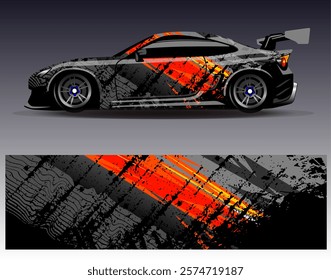 Car wrap design vector. Graphic abstract stripe racing background designs for vehicle, rally, race, adventure and car racing livery	