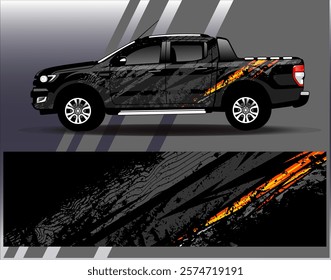 Car wrap design vector. Graphic abstract stripe racing background designs for vehicle, rally, race, adventure and car racing livery	