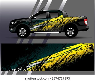 Car wrap design vector. Graphic abstract stripe racing background designs for vehicle, rally, race, adventure and car racing livery	