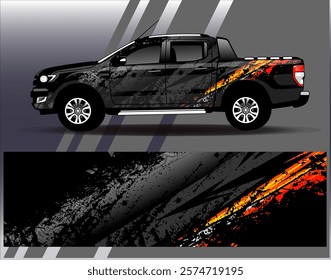 Car wrap design vector. Graphic abstract stripe racing background designs for vehicle, rally, race, adventure and car racing livery	