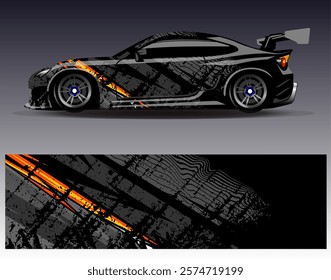 Car wrap design vector. Graphic abstract stripe racing background designs for vehicle, rally, race, adventure and car racing livery	