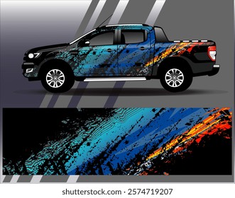 Car wrap design vector. Graphic abstract stripe racing background designs for vehicle, rally, race, adventure and car racing livery	