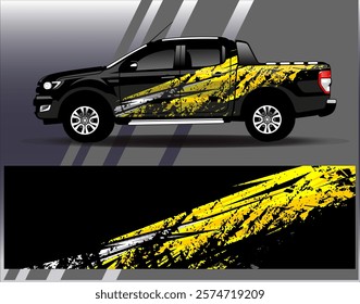 Car wrap design vector. Graphic abstract stripe racing background designs for vehicle, rally, race, adventure and car racing livery	