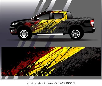 Car wrap design vector. Graphic abstract stripe racing background designs for vehicle, rally, race, adventure and car racing livery	