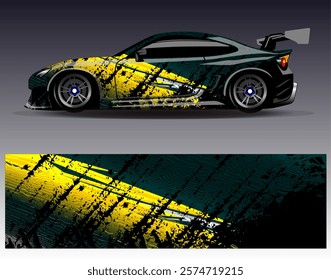 Car wrap design vector. Graphic abstract stripe racing background designs for vehicle, rally, race, adventure and car racing livery	