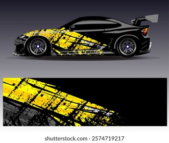 Car wrap design vector. Graphic abstract stripe racing background designs for vehicle, rally, race, adventure and car racing livery	