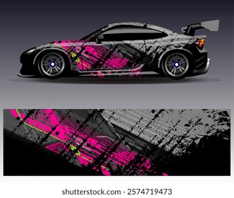 Car wrap design vector. Graphic abstract stripe racing background designs for vehicle, rally, race, adventure and car racing livery	