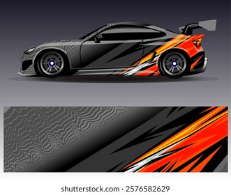 Car wrap design vector. Graphic abstract stripe racing background designs for vehicle, rally, race, adventure and car racing livery	