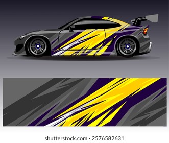 Car wrap design vector. Graphic abstract stripe racing background designs for vehicle, rally, race, adventure and car racing livery	