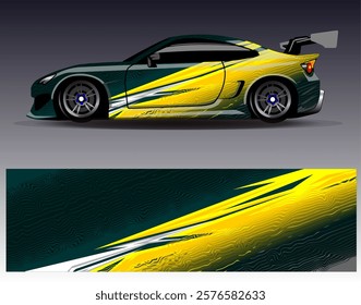 Car wrap design vector. Graphic abstract stripe racing background designs for vehicle, rally, race, adventure and car racing livery	