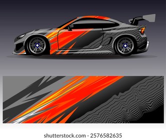 Car wrap design vector. Graphic abstract stripe racing background designs for vehicle, rally, race, adventure and car racing livery	