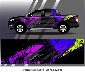 Car wrap design vector. Graphic abstract stripe racing background designs for vehicle, rally, race, adventure and car racing livery