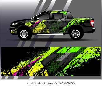 Car wrap design vector. Graphic abstract stripe racing background designs for vehicle, rally, race, adventure and car racing livery