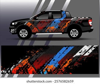 Car wrap design vector. Graphic abstract stripe racing background designs for vehicle, rally, race, adventure and car racing livery