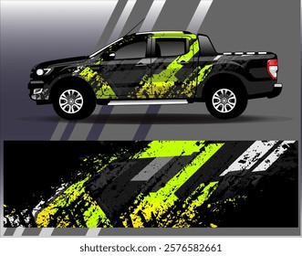 Car wrap design vector. Graphic abstract stripe racing background designs for vehicle, rally, race, adventure and car racing livery