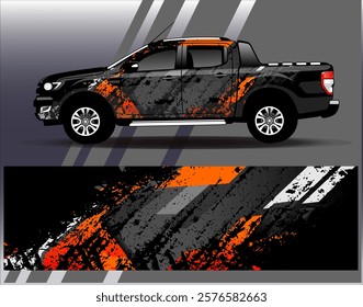 Car wrap design vector. Graphic abstract stripe racing background designs for vehicle, rally, race, adventure and car racing livery