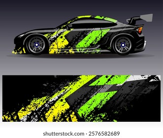 Car wrap design vector. Graphic abstract stripe racing background designs for vehicle, rally, race, adventure and car racing livery