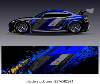 Car wrap design vector. Graphic abstract stripe racing background designs for vehicle, rally, race, adventure and car racing livery