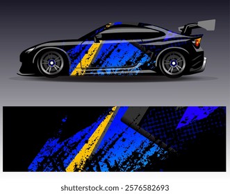 Car wrap design vector. Graphic abstract stripe racing background designs for vehicle, rally, race, adventure and car racing livery