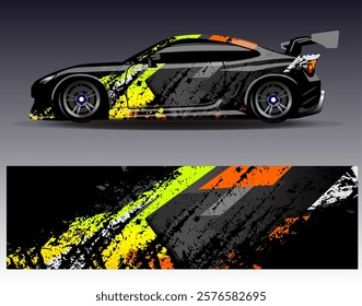 Car wrap design vector. Graphic abstract stripe racing background designs for vehicle, rally, race, adventure and car racing livery