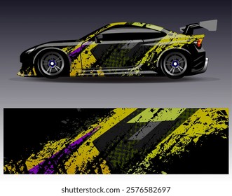 Car wrap design vector. Graphic abstract stripe racing background designs for vehicle, rally, race, adventure and car racing livery