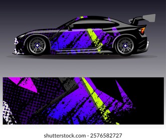 Car wrap design vector. Graphic abstract stripe racing background designs for vehicle, rally, race, adventure and car racing livery