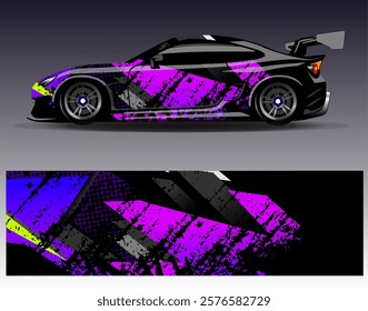 Car wrap design vector. Graphic abstract stripe racing background designs for vehicle, rally, race, adventure and car racing livery